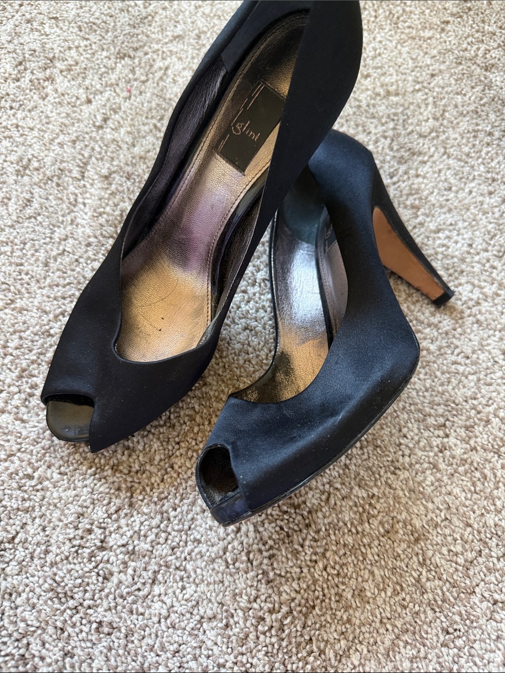Glint Black Open-Toe Pumps
